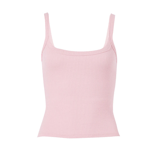 Top cropped sem mangas rosa canelado – Trivelle