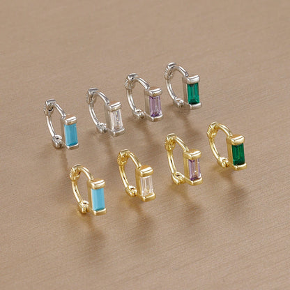 Argola Quadrada Mini com Zircónia