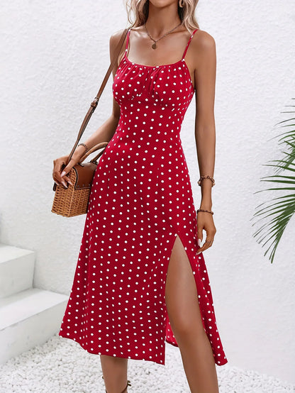 Vestido Midi Boho Floral com Alças Finas & Fenda