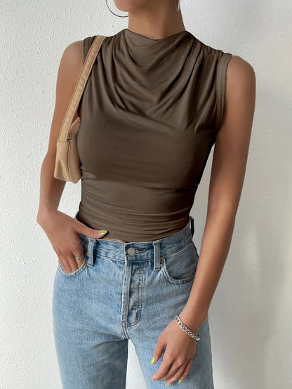 Top Plissado Gola Cowl