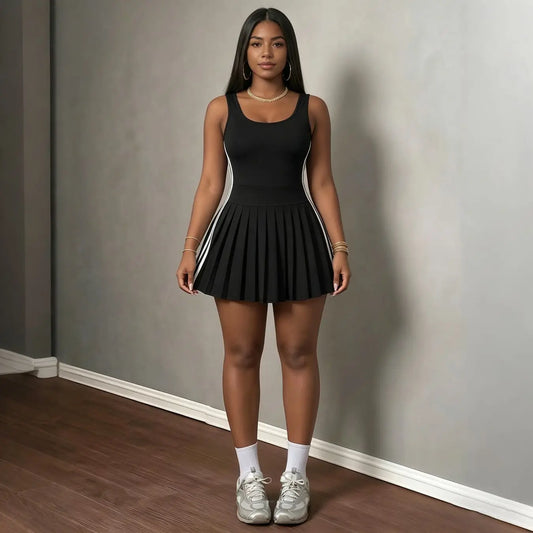 Vestido Mini Plissado Sem Mangas