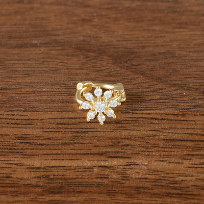 Brinco Flor Zircónia em Aço Inoxidável
