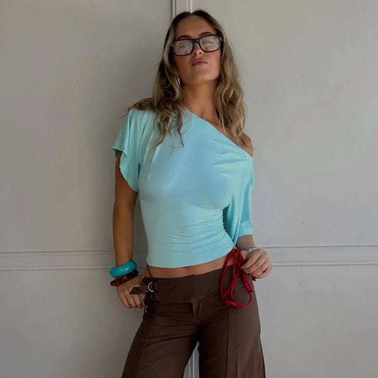 T-Shirt Cropped Ombro Único