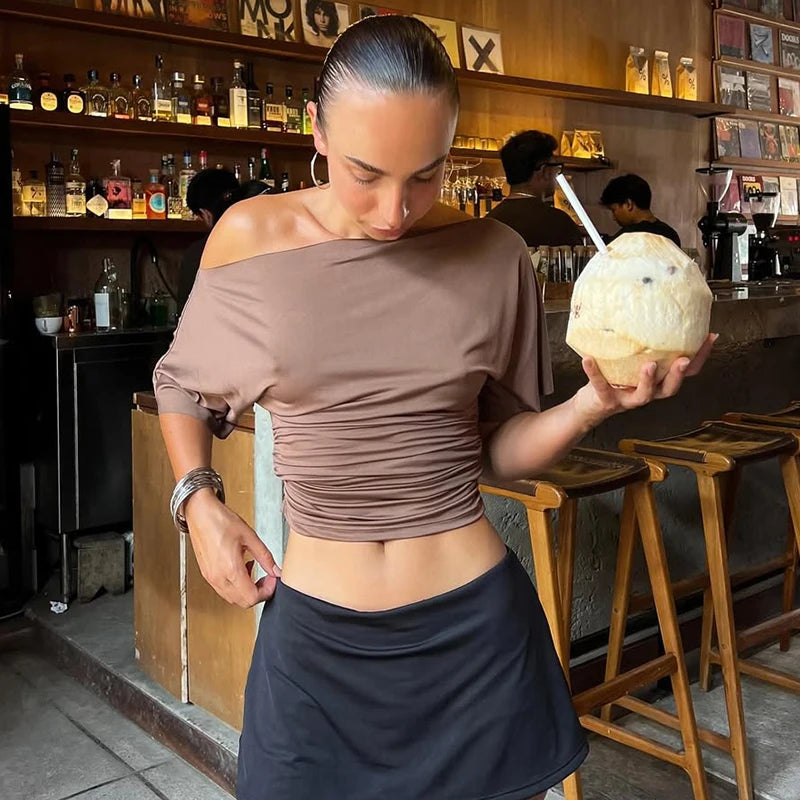 T-Shirt Cropped Ombro Único