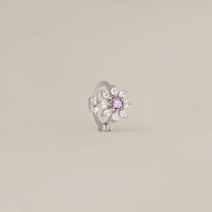 Brinco Flor Zircónia em Aço Inoxidável
