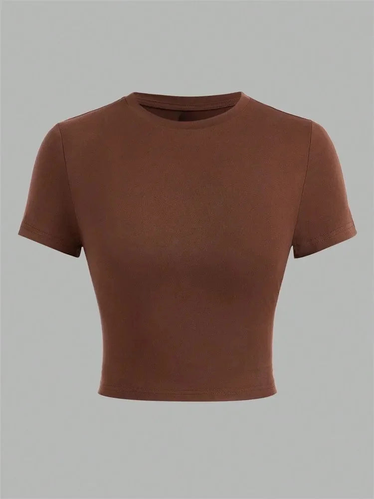 T-Shirt Cropped Básica Manga Curta