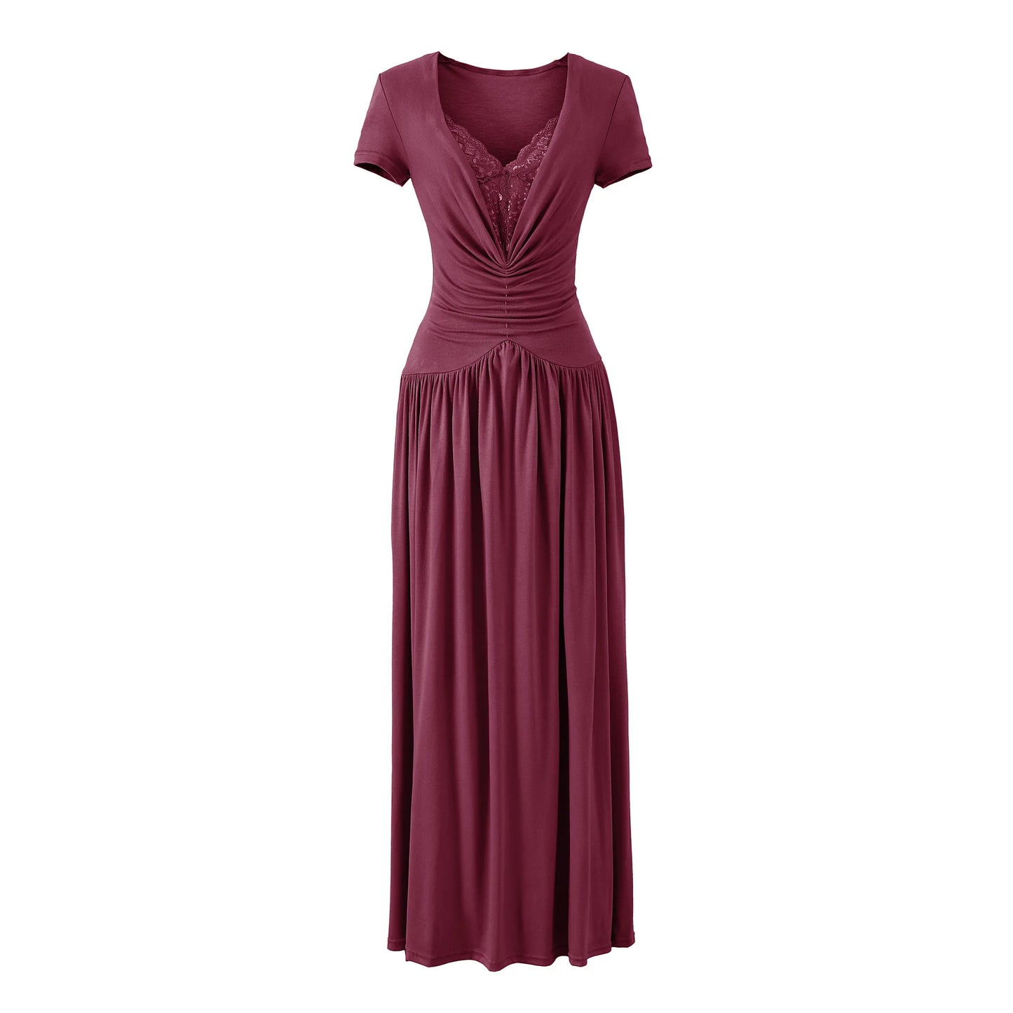 Vestido Maxi Linha A com Renda