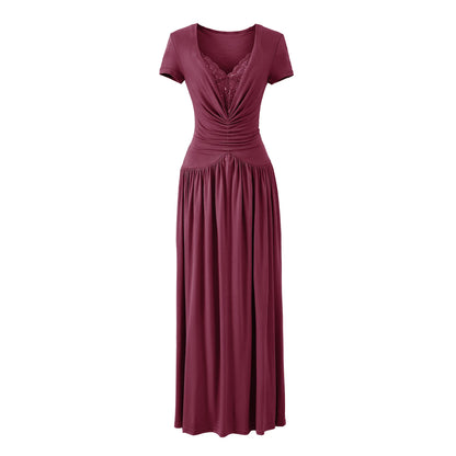 Vestido Maxi Linha A com Renda