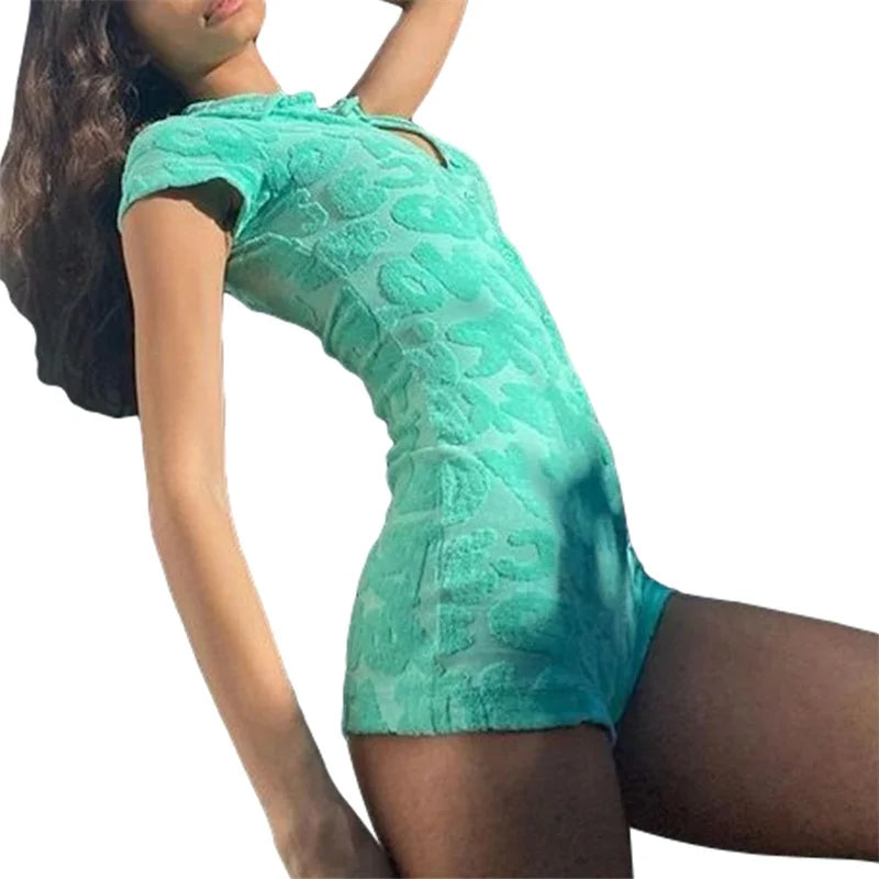 Macacão Bodycon Y2K com Textura