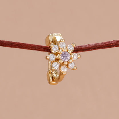 Brinco Flor Zircónia em Aço Inoxidável