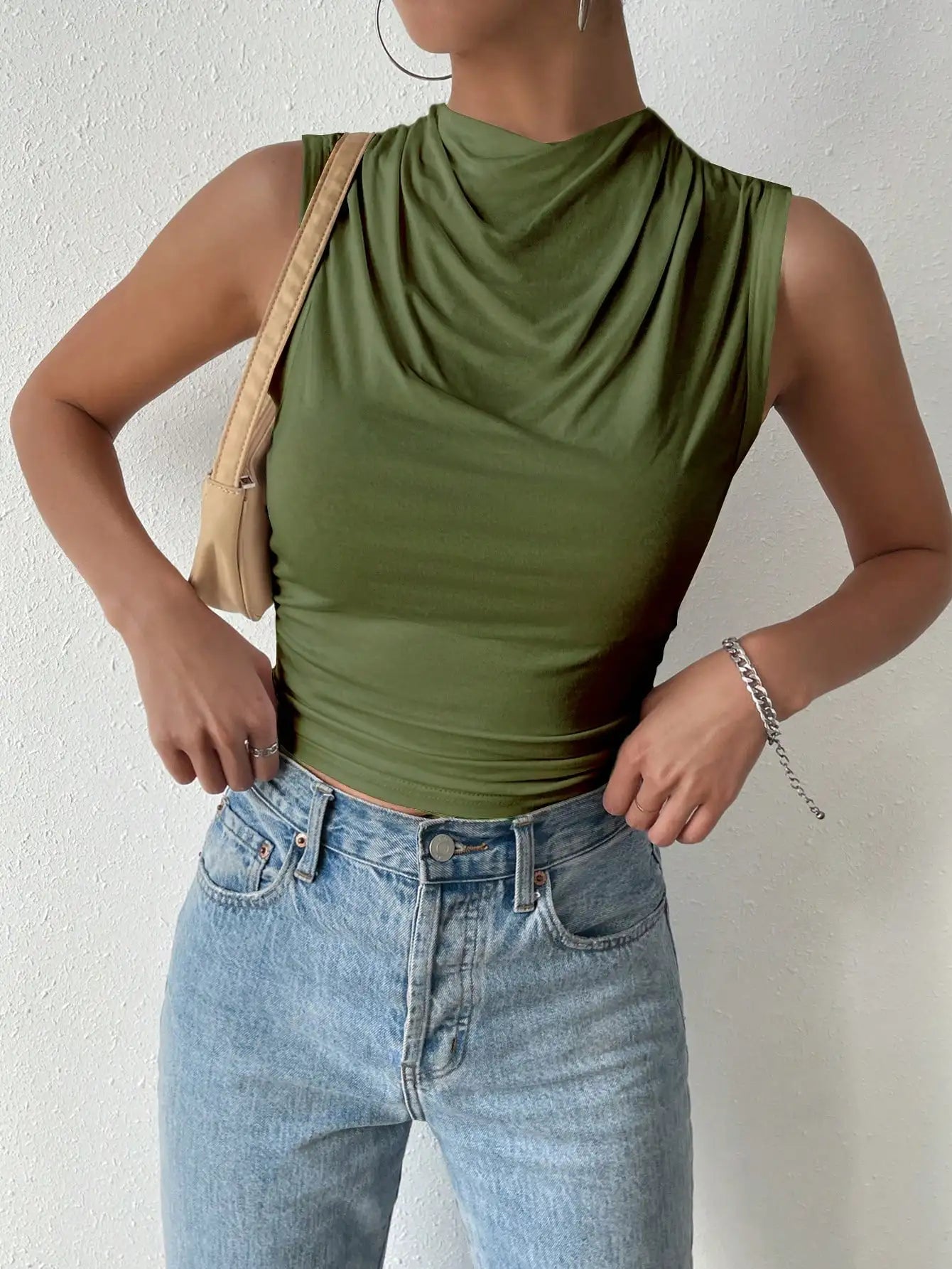 Top Plissado Gola Cowl