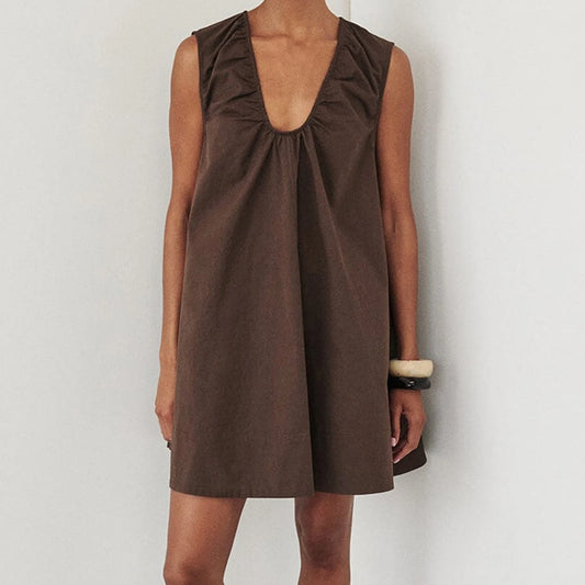 Vestido Mini Babydoll sem Mangas