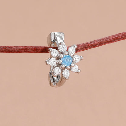 Brinco Flor Zircónia em Aço Inoxidável