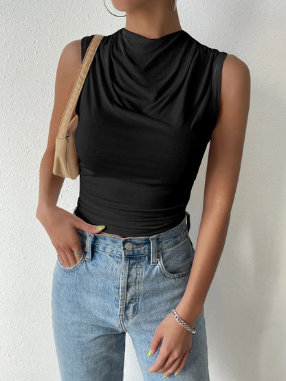 Top Plissado Gola Cowl