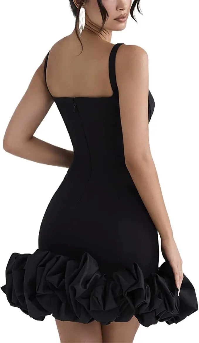 Vestido Mini Bodycon Bubble com Alças Finas