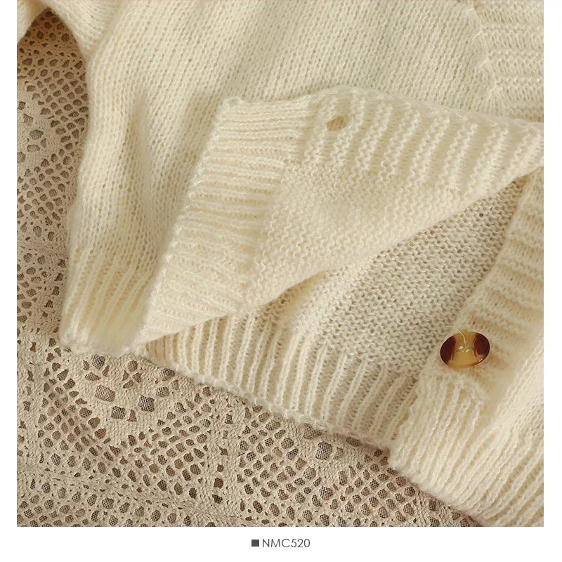 Cardigan de Malha com Flores Coloridas