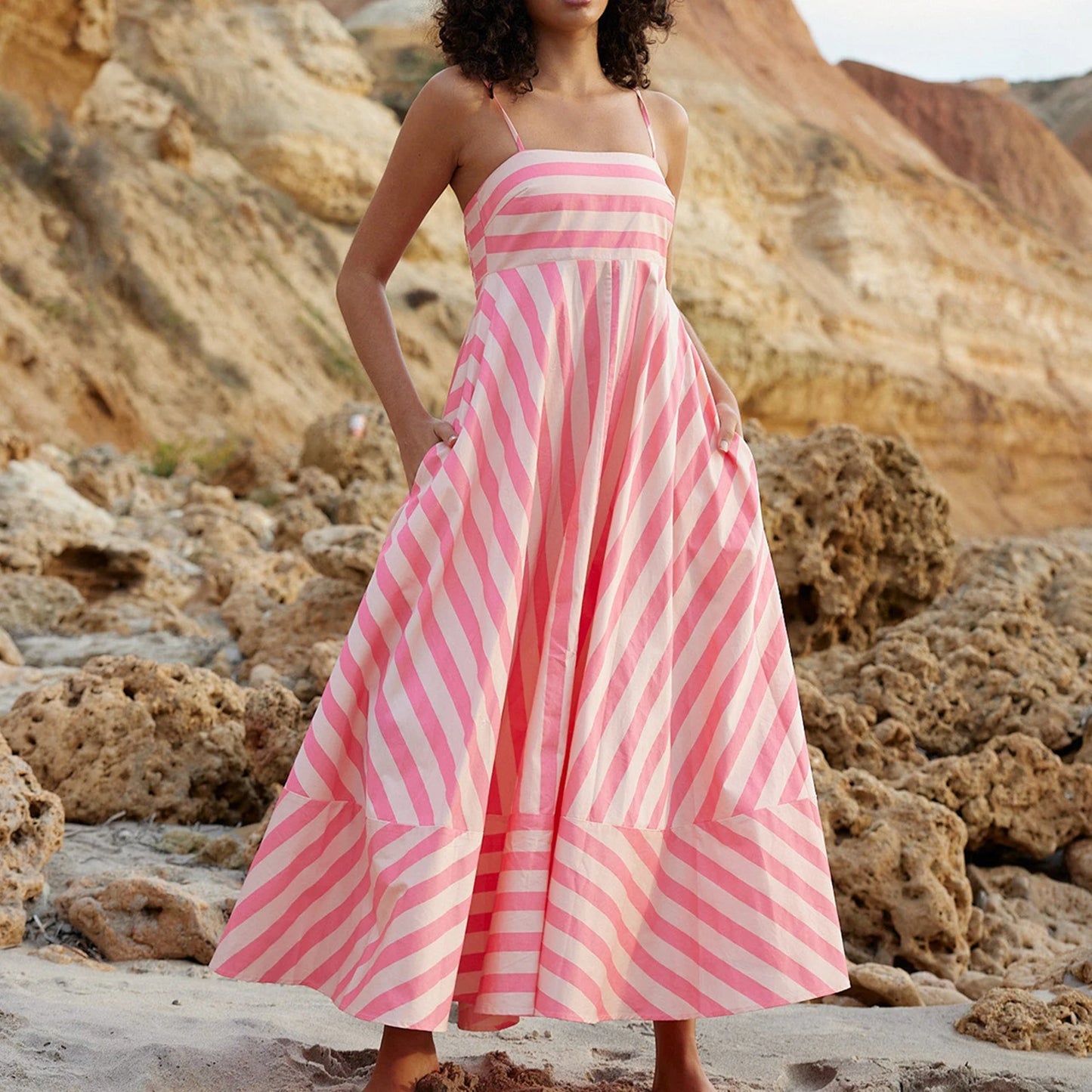 Vestido de Verão Estampado com Alças Fina