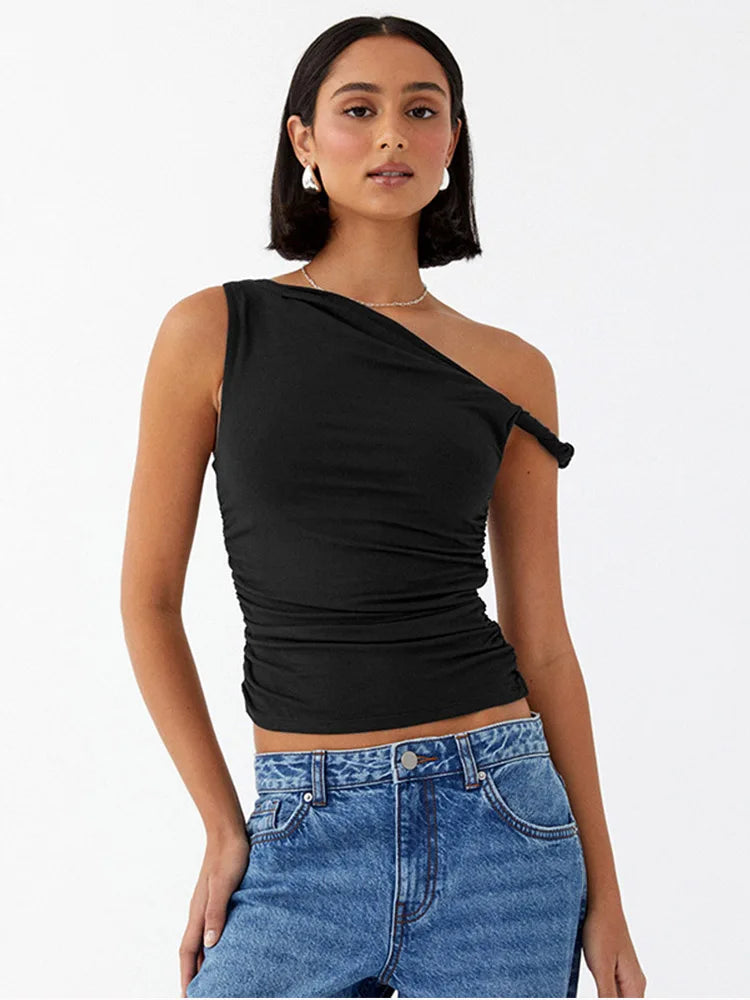 Top Cropped Off Shoulder com Franzido