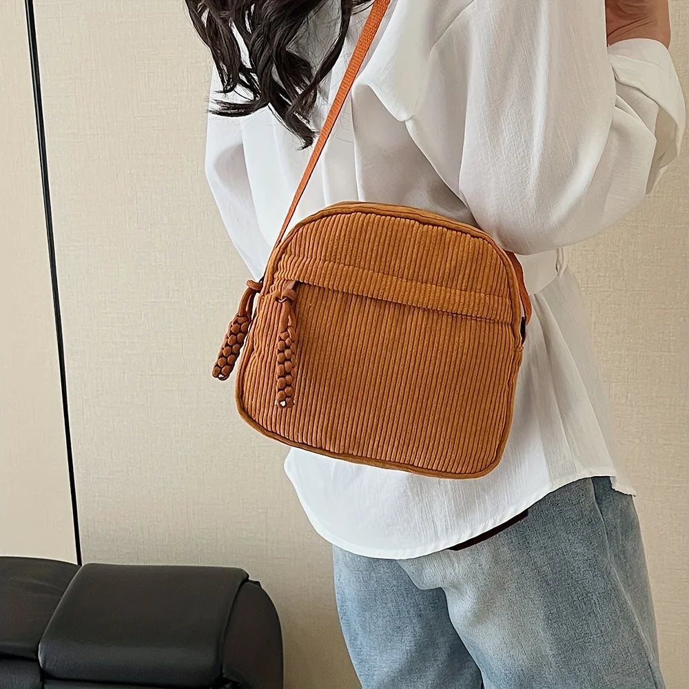 Mala de Ombro Corduroy Harajuku
