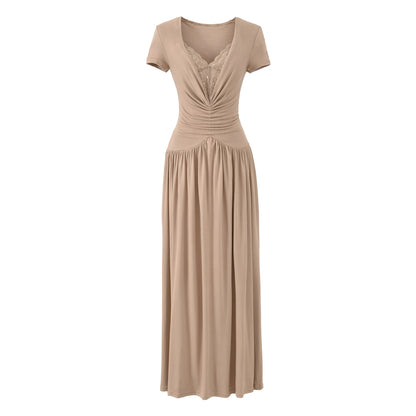 Vestido Maxi Linha A com Renda
