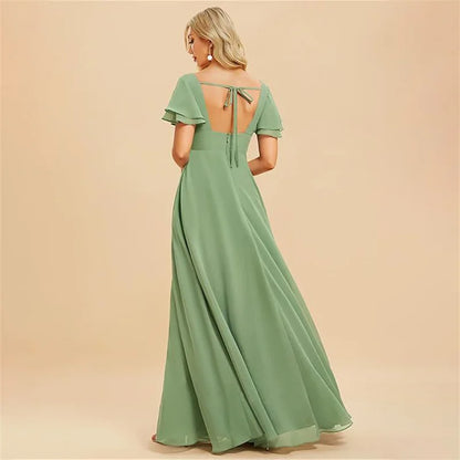 Vestido Maxi Chiffon Ombro a Descoberto