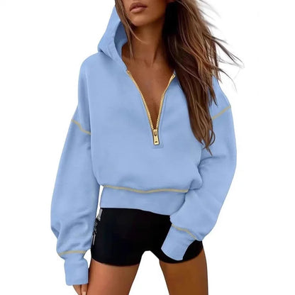 Hoodie Curto com Fecho Zip