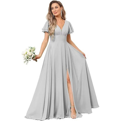 Vestido Maxi Chiffon Ombro a Descoberto