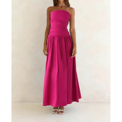 Vestido Maxi Sem Alças Estilo Vintage