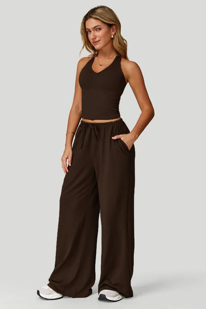 Conjunto 2 Peças Top Cropped + Calças Largas